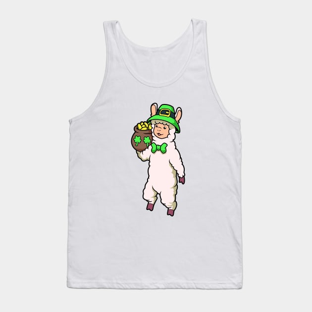 Llama Leprechaun - St Patricks Llama Tank Top by Modern Medieval Design